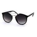 Mod Classic Round Double Rim Flat Top Round Keyhole Sunglasses Black Silver Gradient Black