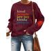 TWZH Women Kind People Are Many Kinda People Letter Printed Sweatshirts Tops