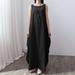 Women Maxi Sleeveless Tunic Dress Plus Size Pockets O Neck Solid Loose Mori Swing Tank Dress