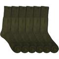 6 Pairs Of Mens Military Grade Thick Padded Terry Lined Cotton Socks, Ribbed, Dry Wicking, Heavy Duty Crew Sock Green