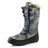 DailyShoes Best Women's Snow Boots Women's Comfort Round Toe Snow Boot Winter Warm Ankle Short Quilt Lace Up Fashion Slip On Boots High Eskimo Fur White,dot,Nylon,7.5, Shoelace Style Royal Blue