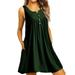 STARVNC Women V Neck Sleeveless Front Button Ruched With Pocket Mini Dress