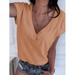 Women's T Shirt Casual Tee Shirts V-neck Tshirt Pus Size Short Sleeve T-shirt