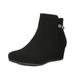 DREAM PAIRS Women's Fashion Wedge Ankle Boots Chunky Heel Suede Zipper Casual Ankle Boots FELICIA BLACK Size 9.5