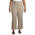 Terra & Sky Women's Plus Size Wide Leg Linen Crop Pants