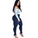 NHT&WT Women's High Street Denim Skinny Pants High Waist Stretch Jeans Pencil Trousers Long Pants