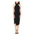 BETSY & ADAM Womens Black Sleeveless Halter Midi Body Con Cocktail Dress Size 2