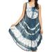 Sakkas Ambra Women's Casual Maxi Tie Dye Sleeveless Loose Tank Cover-up Dress - 19301-Blue - One Size Regular