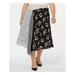 CALVIN KLEIN Womens Black Printed Midi Pleated Skirt Size 22W