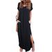 Pudcoco Women T-Shirt Long Maxi Dress Split Evening Party Dress Summer Beach Dress