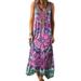 Sexy Dance Women Holiday Party Dresses Floral Print Sleeveless Hawaiian Sundress Ladies Tie Dye Printed Cocktail Sleeveless Dresses Purple S(US 2-4)