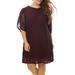 Women's Plus Size Tulip Sleeves Crew Neck Floral Lace Shift Dress