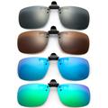 Newbee Fashion - 4 Packs Polarized Clip-On Flip Up Metal Clip Sunglasses Multi Purpose Flash Polarized Lenses (Glasses not included)