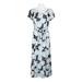 Perceptions Scoop Neck Short Sleeve Tie Waist Multi Print Floral Jersey Dress-BABY BLUE BLACK