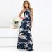 New Women Maxi Dress Halter Neck Floral Print Sleeveless Summer Beach Holiday Long Slip Dress