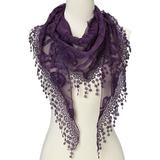Lightweight Floral Fashion Fringe Triangle Lace Scarf Wrap for Women