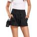 Sexy Dance Women Casual Summer Shorts Elastic Waist Beach Shorts Holiday Party Daily Office Work Classic Fit Shorts with Four Pockets Black S(US 2-4)