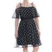 ADRIANNA PAPELL Womens Black Tie Sheer Polka Dot Short Sleeve Off Shoulder Knee Length Party Dress Size 10