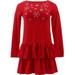 Lands' End G EMBLSH TIERED DRESS Sparkling Snowflake M NEW 490092