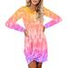 Women's Tie Dye Tank Sleeveless Knee Length Pleated Sun Dresses Pajama Sleep Shirt Lounge Dress