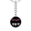 Cat Lover Keychain Gift Serengeti Cat Mom Keychain Stainless Steel Or 18k Gold Circle Pendant