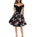 Women's Off Shoulder Swing Dress Knee Length Floral Evening Cocktail Dress