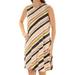 NINE WEST Womens Ivory Striped Sleeveless Jewel Neck Above The Knee Shift Dress Size: 6