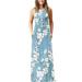 Women Sleeveless Floral Print Maxi Dress Strap Evening Party Boho Beach Wrap Long Sundress Summer Flowing Party Sundress for Women Size 4-22 Light Blue Lily Print XL