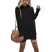 UKAP Female Autumn Long Sleeve Knitted Sweater Turtleneck Plian Color Knitwear Mini Dress Womens Casual Comfy Warm Pullover Jumper Knit Tunic Dress