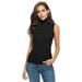 Nomeni Womens Sleeveless Solid Slim Fit Turtleneck Tee Shirt Top Blouse