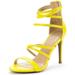 Dream Pairs Womens Heeled Strappy Sandals Dress Shoes Open Toe Ankle Back Zipper Sandals Show Yellow/Pu Size 8.5