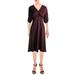 Gabby Skye Womens Puff Sleeve Satin Party Dress