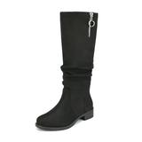 DREAM PAIRS Women's Classic Suede/PU Slouchy Low Heel Knee High Boots Size 5-11 PENNY-2 BLACK Size 8.5