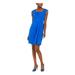 CALVIN KLEIN Womens Blue Draped Square Neck Above The Knee Sheath Dress Size 4