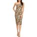 Women's Animal Print Casual Strapless Lined Bodycon Mid-Length Open Back Dress Animal Mocha L