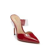 Schutz Sionne Red Patent Leather High Heeled Sandals Open Back Pointed Toe Pump