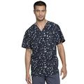 Cherokee Infinity Scrubs Top for Men V-Neck Plus Size CK902, 5XL, Brush Stroke Black