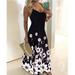 Women's Vintage Floral Print Dress Sexy Spaghetti Strap V Neck Long Dresses Summer Beach Dresses Party Tunic Plus Size Dress