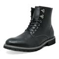 Bruno Marc Mens Classic Ankle Boots Lace Up Motorcycle Combat Boots Oxford Leather Outdoor Ankle Boots Shoes For Men STONE-01 BLACK Size 13