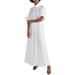 VONDA Women's New Dress Half Sleeve Plain Loose Maxi Dress Turtleneck Holiday Party Dress