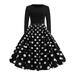 Junior Round Neck Polka Dot Skirt Swing Dress