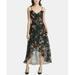 Womens kensie Ruffled High-Low Maxi Black Floral print Dress 14