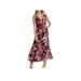 DKNY Womens Chiffon V-Neck Maxi Dress