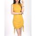 Sunisery Women 's Sleeveless Ruched Dress Stretchy Club Bodycon Mini Dress Side Lace Up Dresses for Women