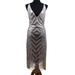Western Fashion 2550-M Art Deco Flapper Dress, Beige - Medium