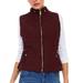 Fashionazzle Women's Lightweight Suede Contrast Quilted Zip Up Vest Jacket