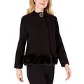 JM Collection Women's Faux-Fur Trim Sweater Jacket, X-Large, Deep Black