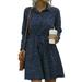 Julycc Spring Womens Casual Long Sleeve Collared Shirt Casual Swing Mini Dress