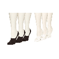 Hue Air Cushion Liner Socks 6-pack White and Black One size