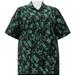 A Personal Touch Women's Plus Size Short Sleeve Button-Up Print Blouse with Pleats Green Happy Days - 1X